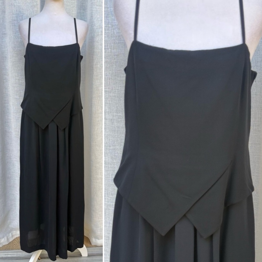 MANI by Giorgio Armani black midi spaghetti straps cocktail dress